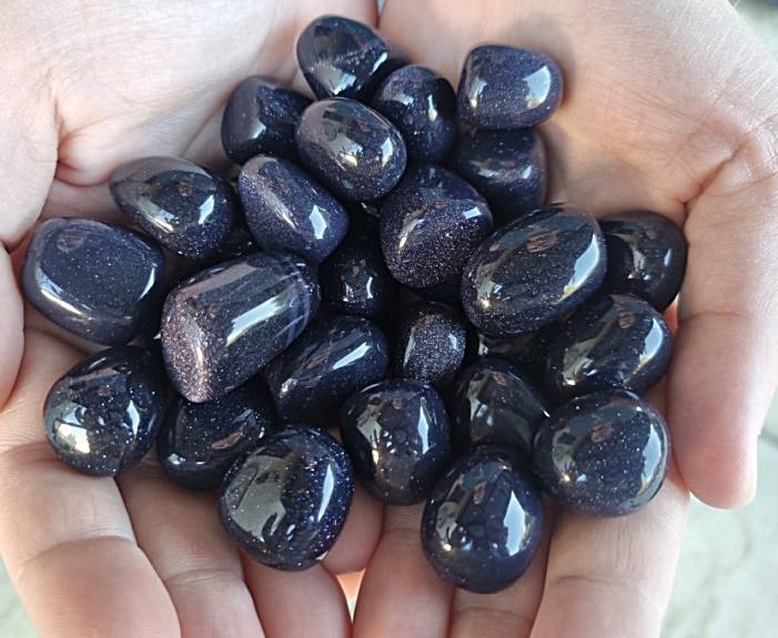 Blue Sandstone crystals south africa, tumbled stone blue, polished gemstones.